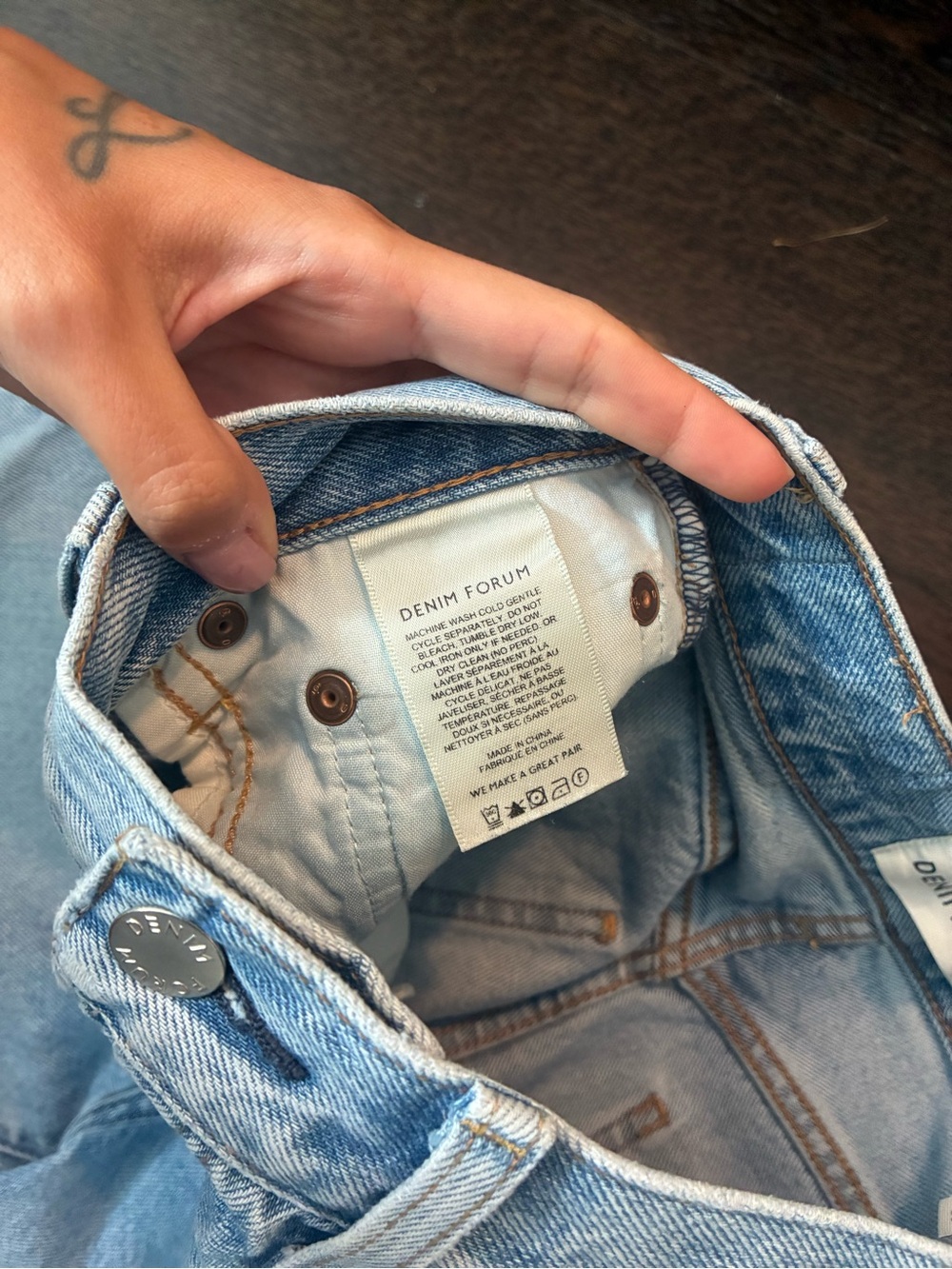 Denim Forum Light Blue High-Rise Cutoff Jean Shorts - Picture 6 of 6